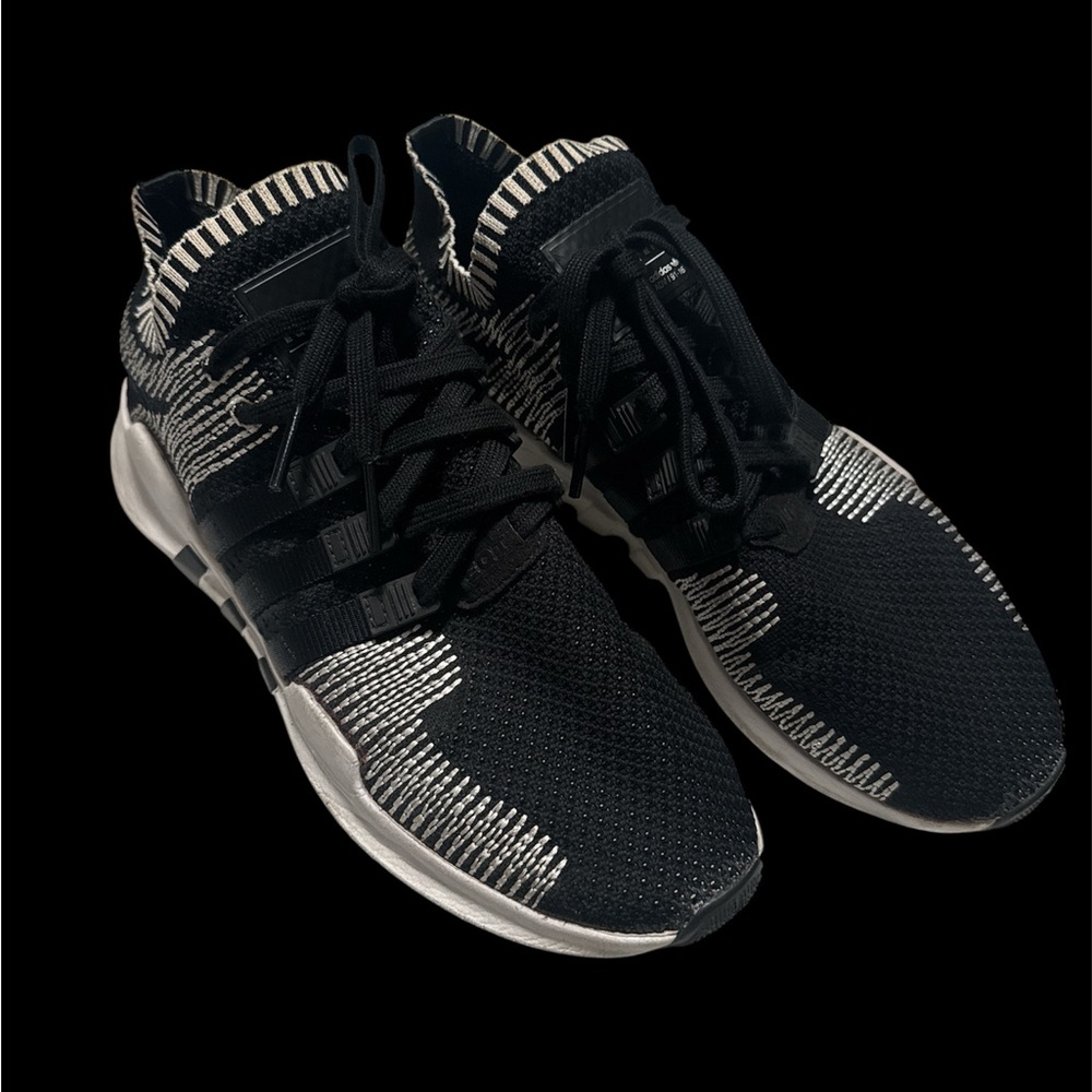 Black and White Adidas Knit Sneakers